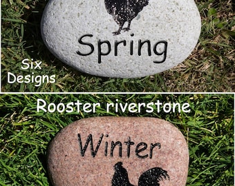 Chicken River Stone, Engraved, Pet Memorial Marker, 7 designs