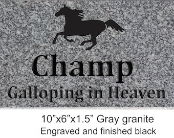 HORSE, Horseshoe, Pet memorial, Engraved granite, 10"x6"x1.5", Pet stone, Durable, Grave marker, Gift, Free shipping