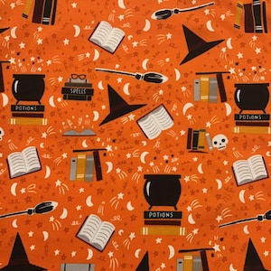 Orange Halloween Fabric by the 1/2 Yard