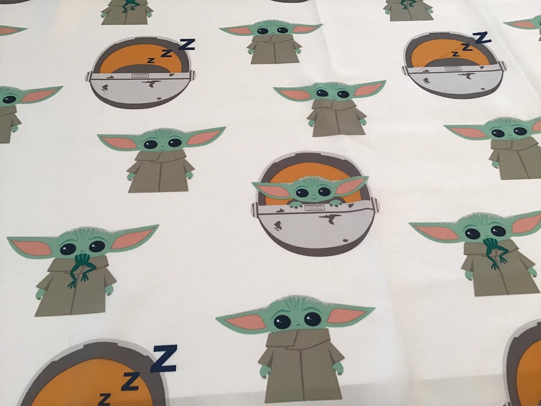 Baby Yoda Fabric With White Background by the 1/2 Yard Etsy