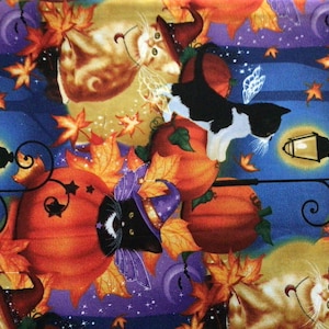 Halloween Cat Fabric by the 1/2 Yard