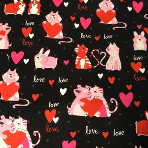 Valentine Dog and Cat Fabric by the 1/2 Yard