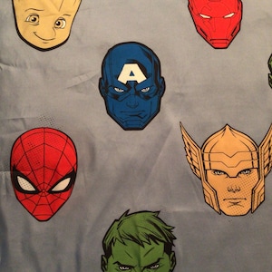 Avengers Fabric on Gray Background by the 1/2 Yard
