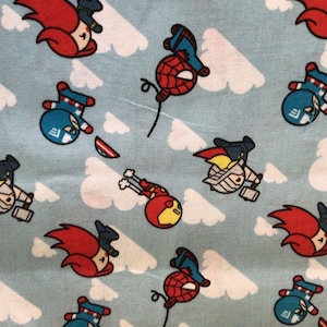 Baby Avengers Fabric on Blue Background by the 1/2 Yard