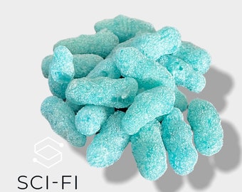 Sci-Fi Foods Freeze Dried Sour Blue Raspberry Bottles Birthday Baby Shower Favours