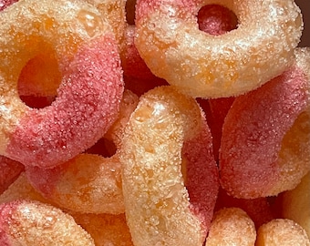 Sci-Fi Foods UK Freeze Dried Peach Rings: Sweet & Sour Crunchy Treat