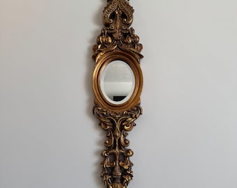 Vintage Ornate Gold Wall Mirror | Hollywood Regency Style Mirror | Tall Vertical Decorative Mirror