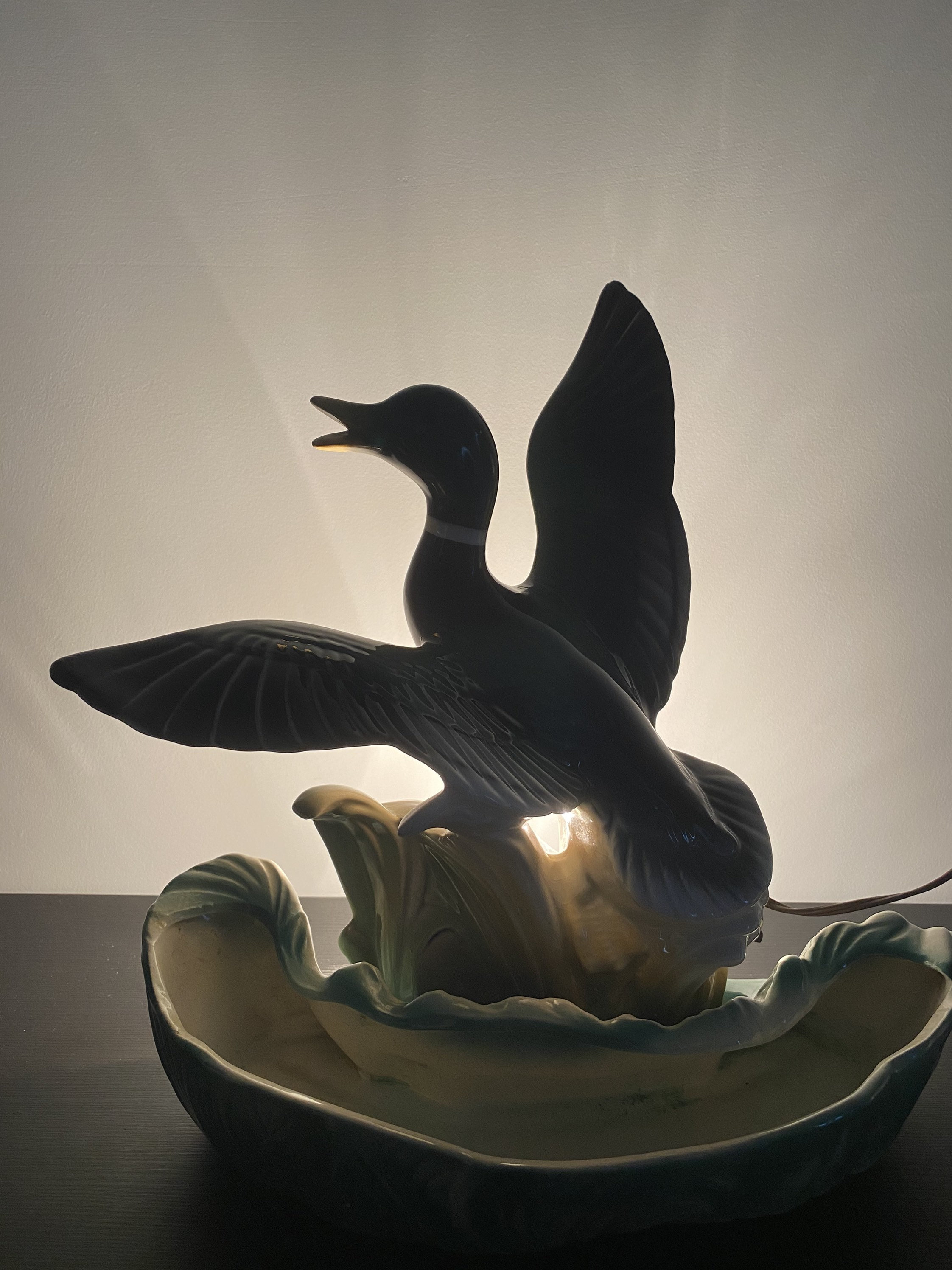 Mallard Duck tv lamp Ceramic duck lamp Lane and Co. Mid Etsy