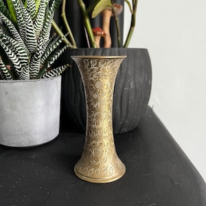 Etched Brass Vase – Vintage Home Decor – Etched Brass