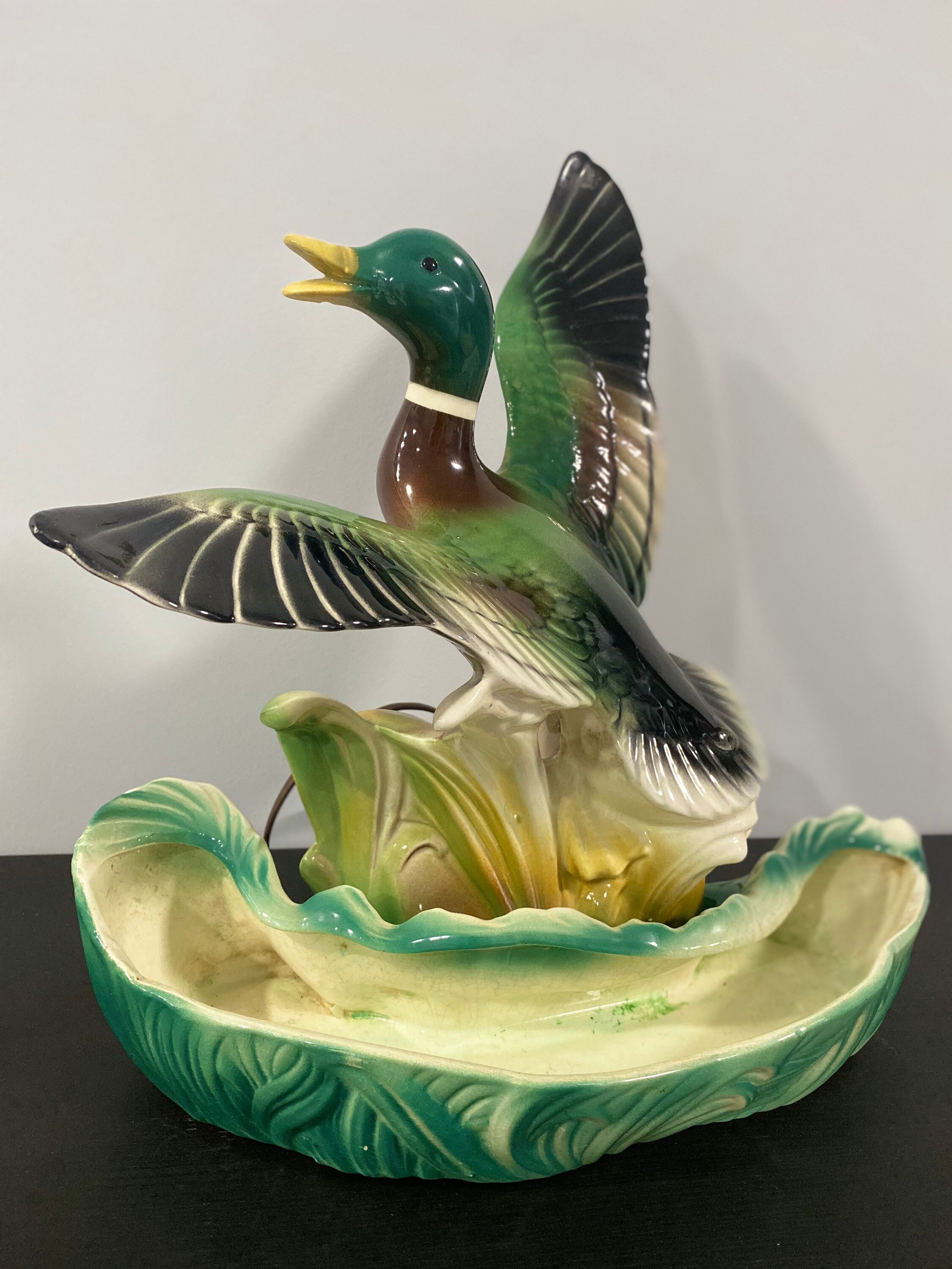 Mallard Duck tv lamp Ceramic duck lamp Lane and Co. Mid Etsy