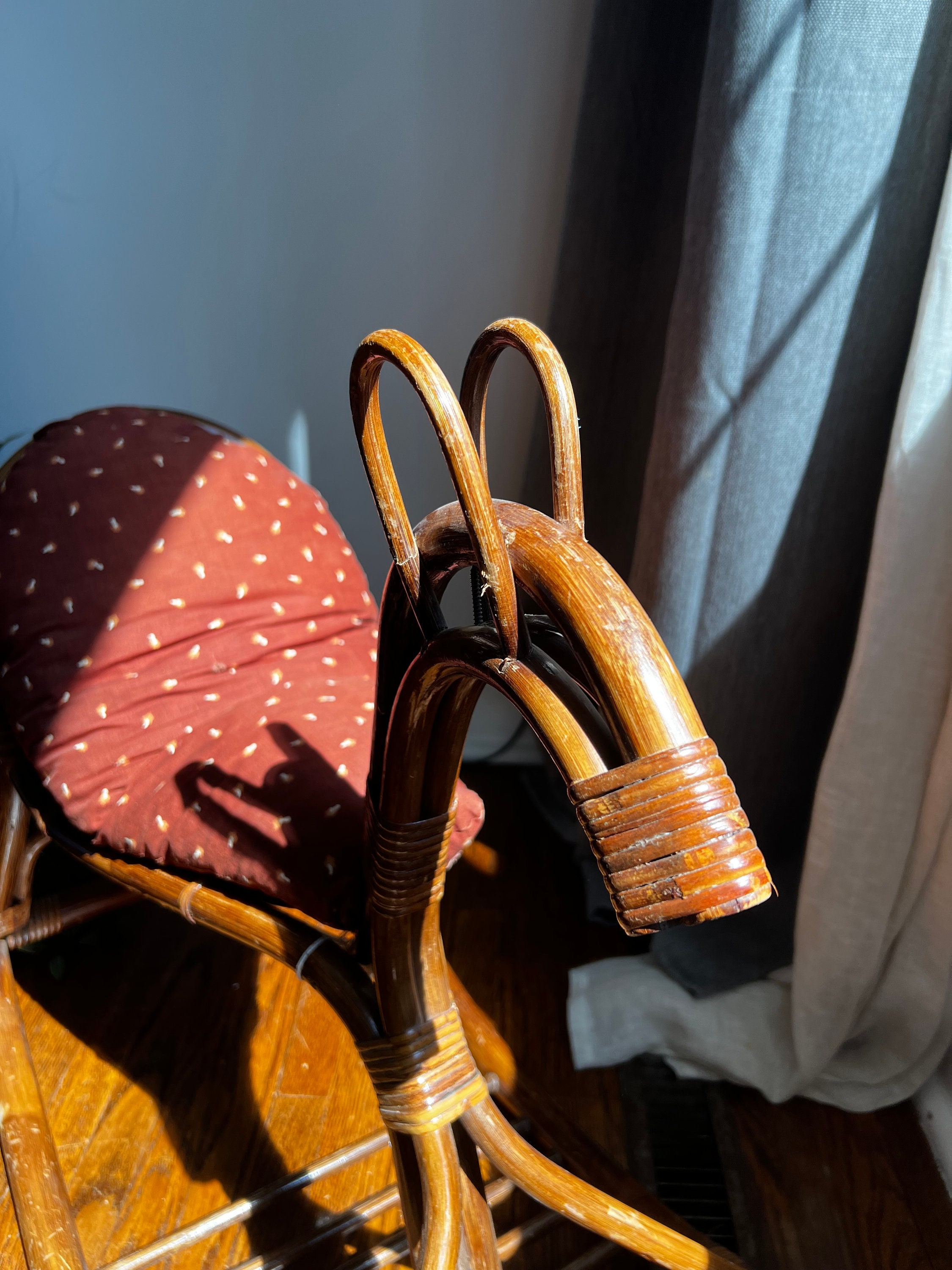 Mid Century Rattan Rocking Horse, Photo Prob, Childs Toy, Boho Decor ...
