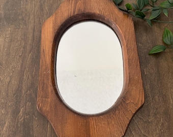 Espejo vintage con marco de madera / Espejo de pared rústico / Espejo pequeño decorativo