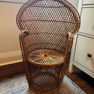 Wicker Peacock Rattan Chair, Vintage Plant Stand, Childs Furniture, Photography Prop, Boho Decor