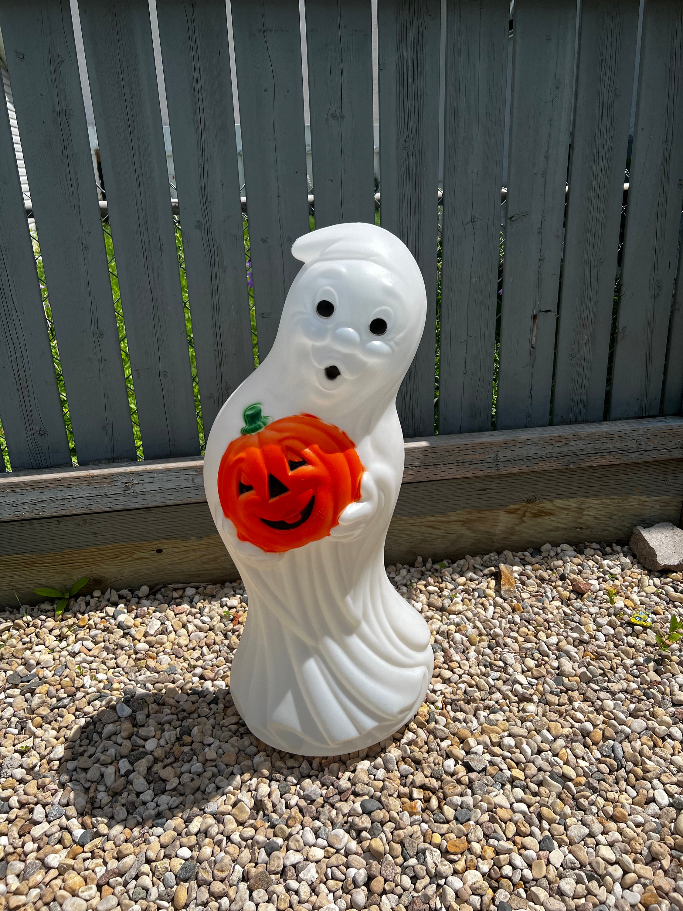 Ghost Holding Pumpkin Blow Mold, Halloween Decoration, Vintage