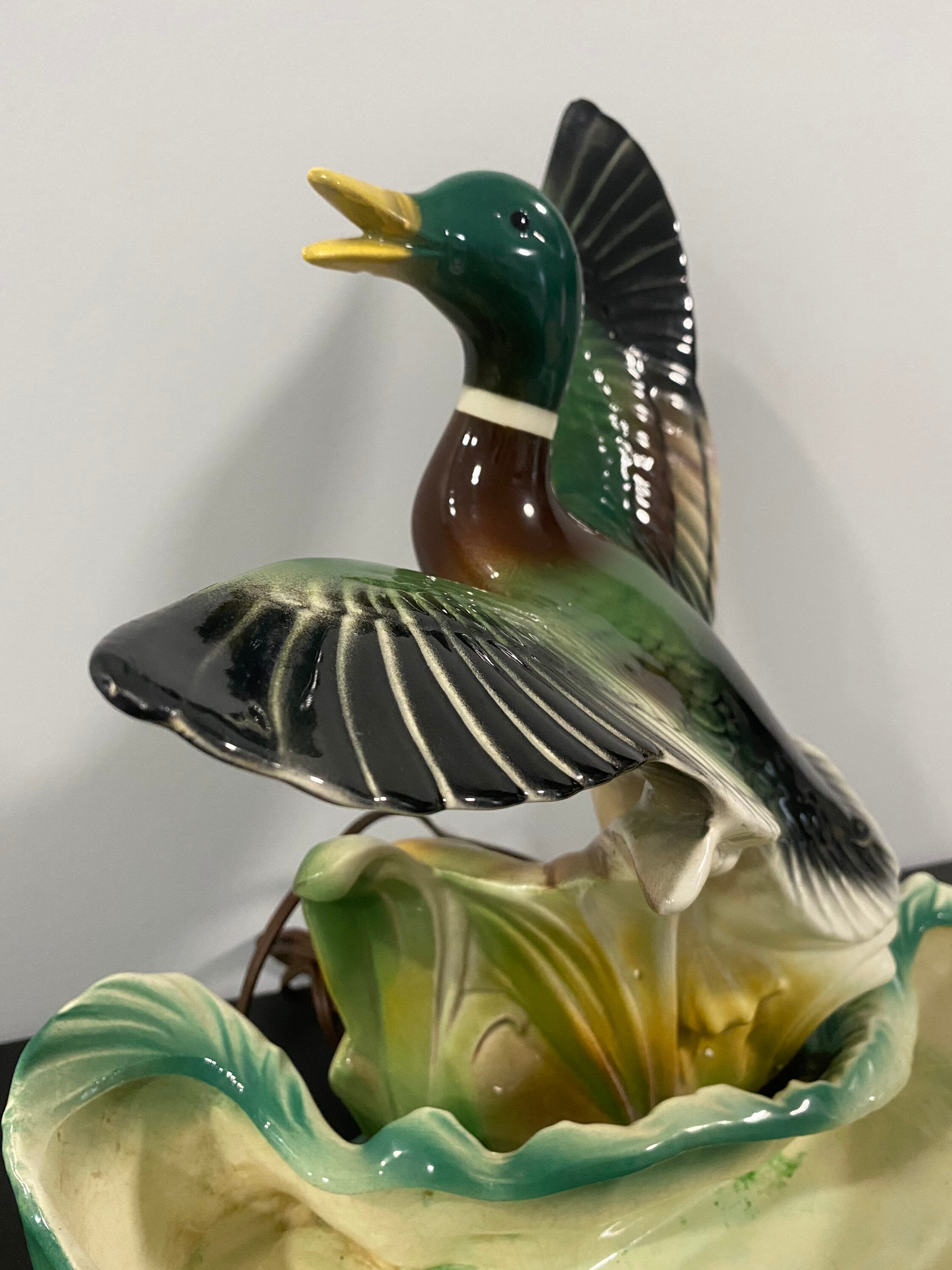 Mallard Duck tv lamp Ceramic duck lamp Lane and Co. Mid Etsy