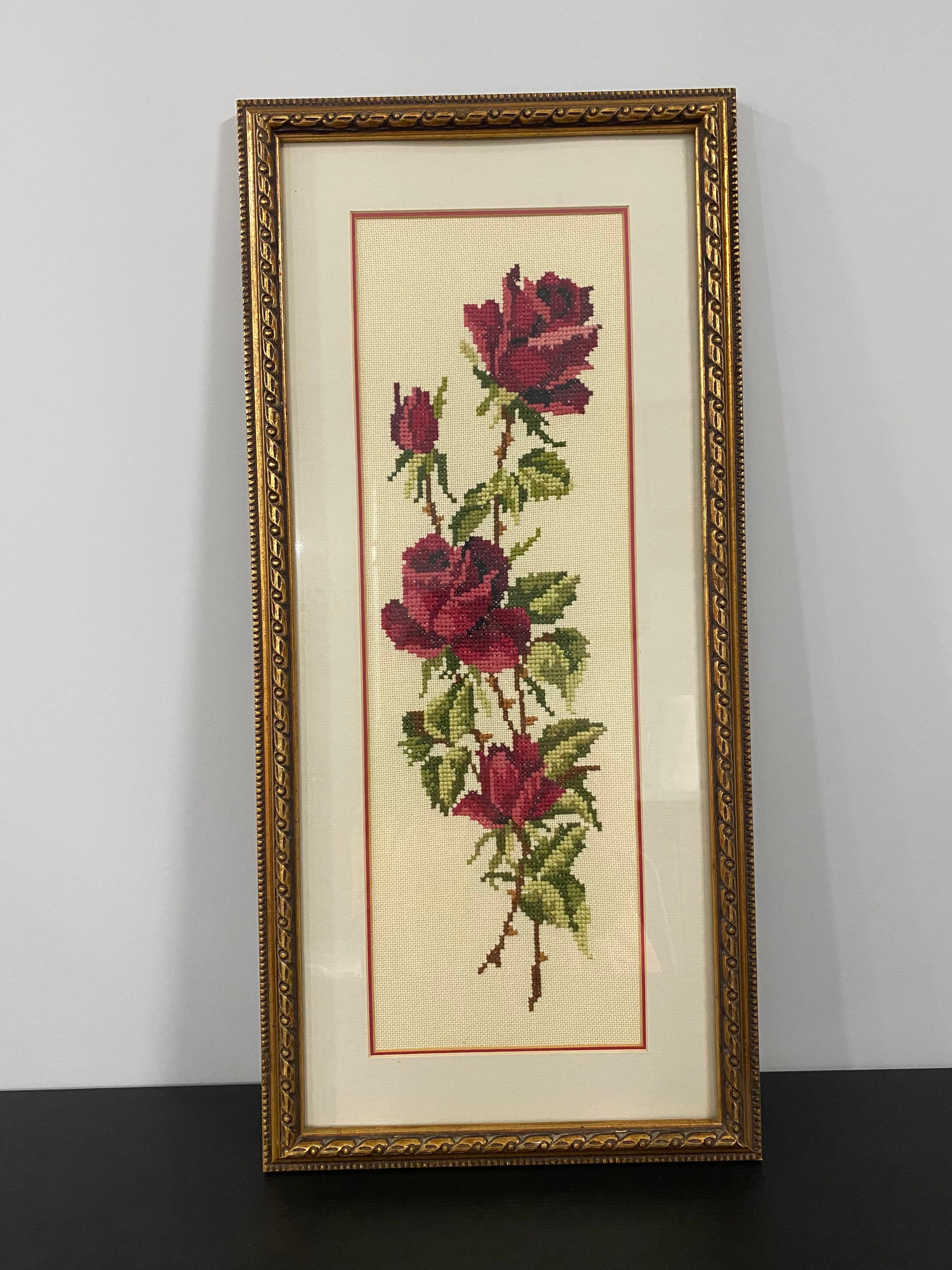 Toile à Broder (canvas) Pour Needlepoint, Motif Médiéval Rose Peint à La Main - Vintage By Mindy, Format 7x8 Pouces, Neuf