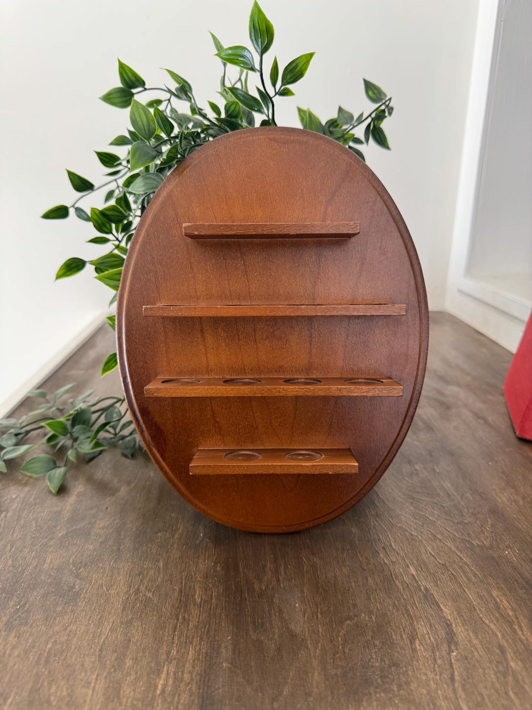 Thumble Rack Vintage Oval Wood Thimble Shelf – Wooden Wall Display Rack – Sewing ...