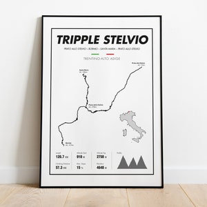 Tripple Stelvio Passo dello Stelvio poster white in different sizes, poster of the Tripple Stelvio