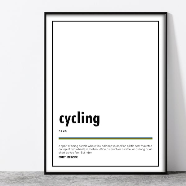 Cycling poster in different sizes, memory and gift idea for road cycling fans