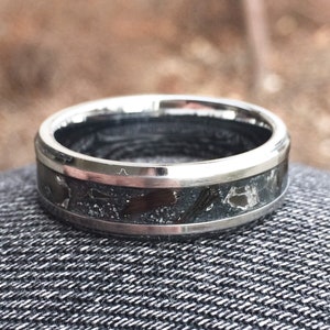 Dark Thunderstorm - Glow Ring, Inlay Ring, Tungsten Ring, Jewelry For Men, Jewelry For Women, Carbon Fiber Ring, Obsidian Ring