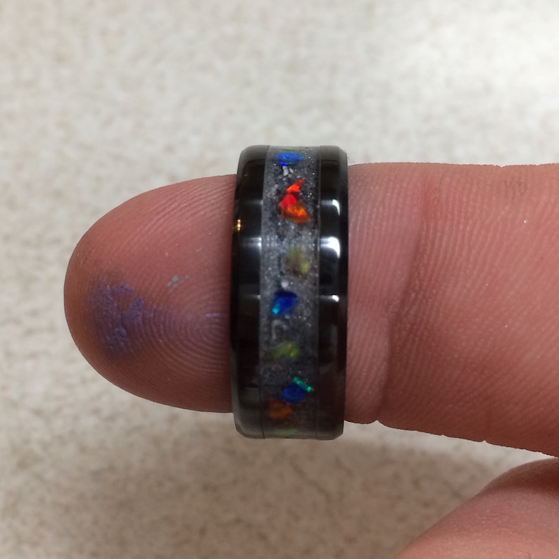 Glow Ring Gemstone Ring Ceramic Ring Custom Made Black Ceramic Ring
