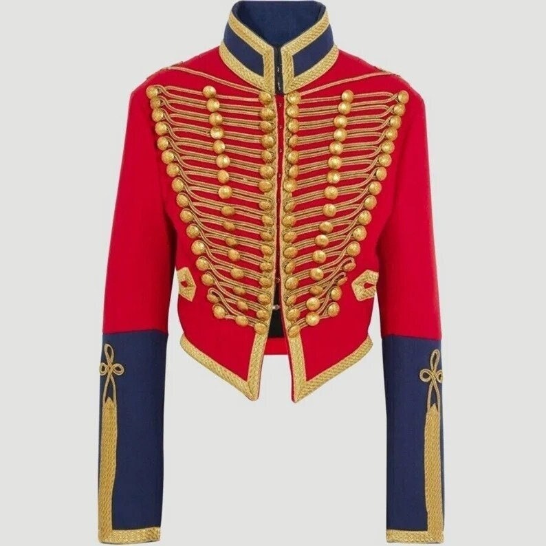 New Blazer Ladies Red Blue Wool Military Jacket Officer Hussar Jacket,Ladies Fashion Hussar Jacket