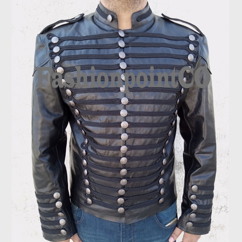 Mens Leather Hussar Jacket Steampunk Military Uniforms Etsy