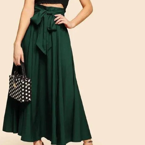 Women Party Skirt Knot Front Zip Back 