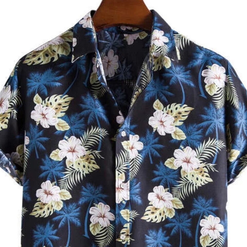 Beach Shirt| Men Hawaiian Shirt| Men Palm Tree & Floral Print Shirt| Men Hawaii Shirt