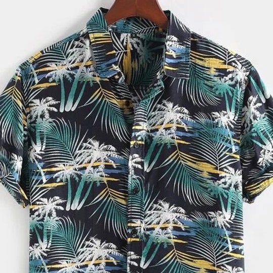 Disover Beach Shirt| Men Hawaiian Shirt| Men Tropical Print Button Up Shirt| Men Hawaii Shirt