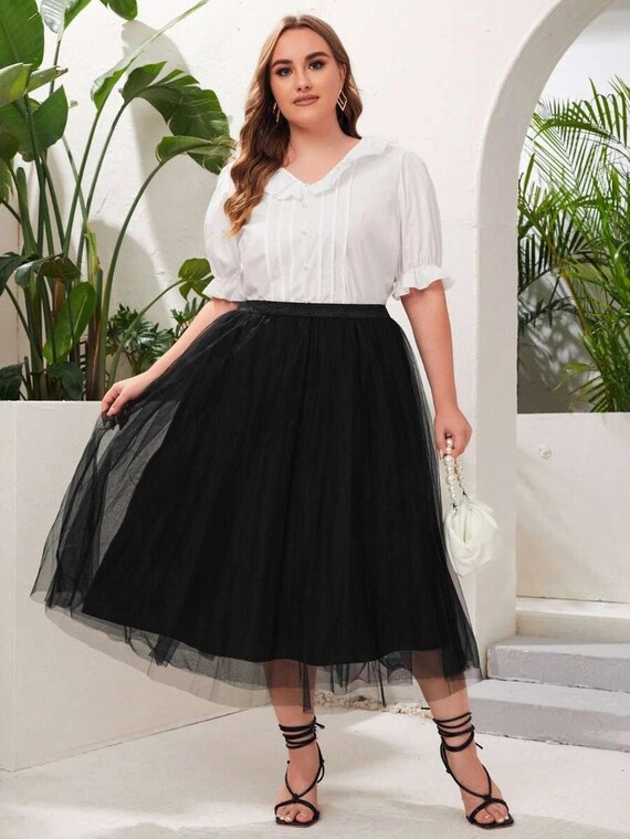 Falda Plus Size / Falda de malla plisada Plus / Falda de - Etsy España