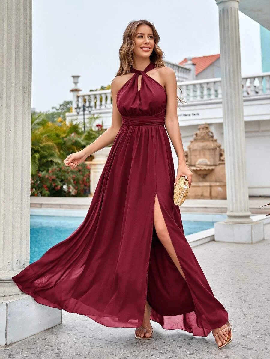 Vestido Largo De Fiesta Retro Con Abertura En La Cintura Y Cuello Halter Hueco Con Hombros Descubiertos Maxi Vestidos Sexy Playa Boho Verano Sin | Vestido Largo De Fiesta Retro Con Abertura En La Cintura Y Cuello Halter Hueco Con Hombros Descubiertos Maxi Vestidos Sexy Playa Boho Verano Sin |