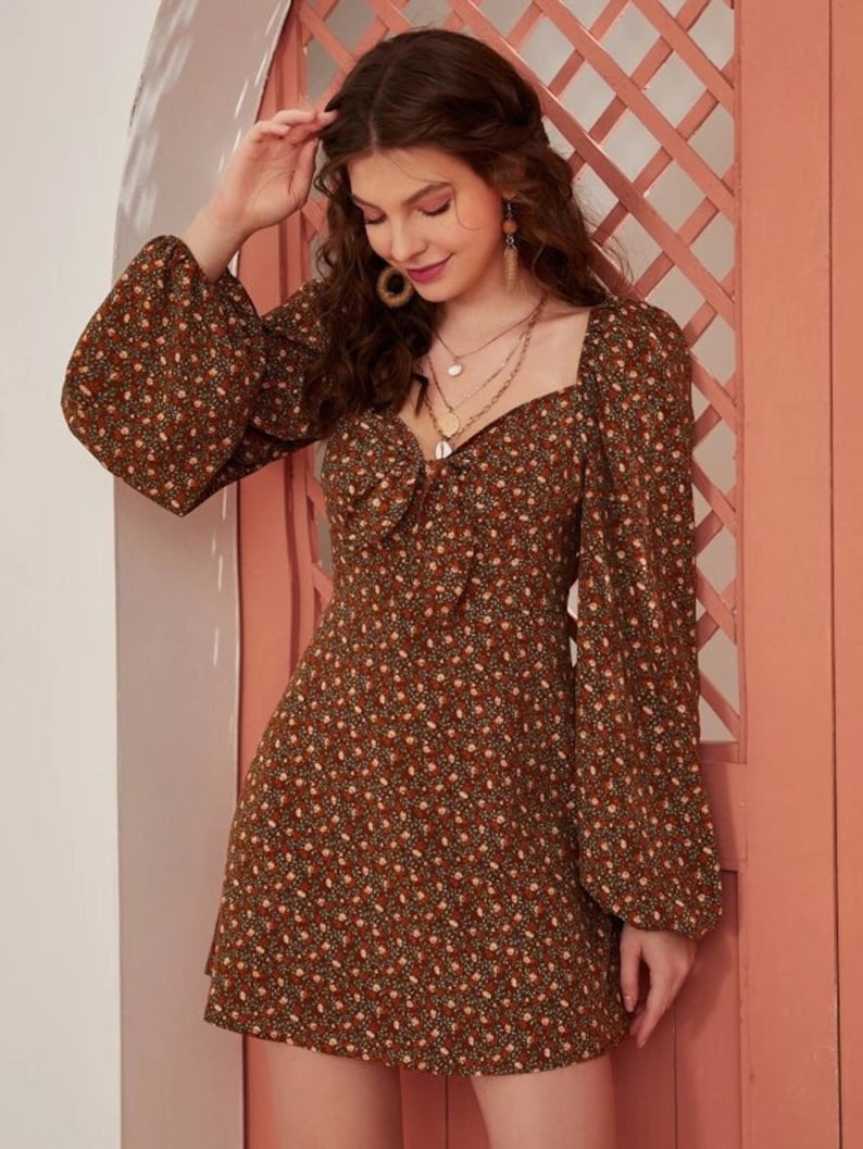Boho Dress Short Dress| Dress For Women Gift For Women Ditsy Floral Dress Spring Dress Mini Dress Fall Dress