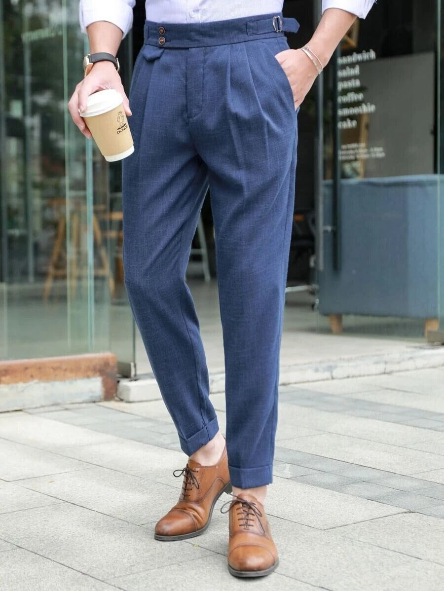 Fashion Plus Size 38 36 Fashion Belt Design Pinstripes Men Formal Trousers  Simple Slim | Jumia Nigeria