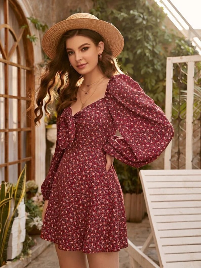 Boho Dress Short Dress| Dress For Women Gift For Women Ditsy Floral Dress Spring Dress Mini Dress Fall Dress