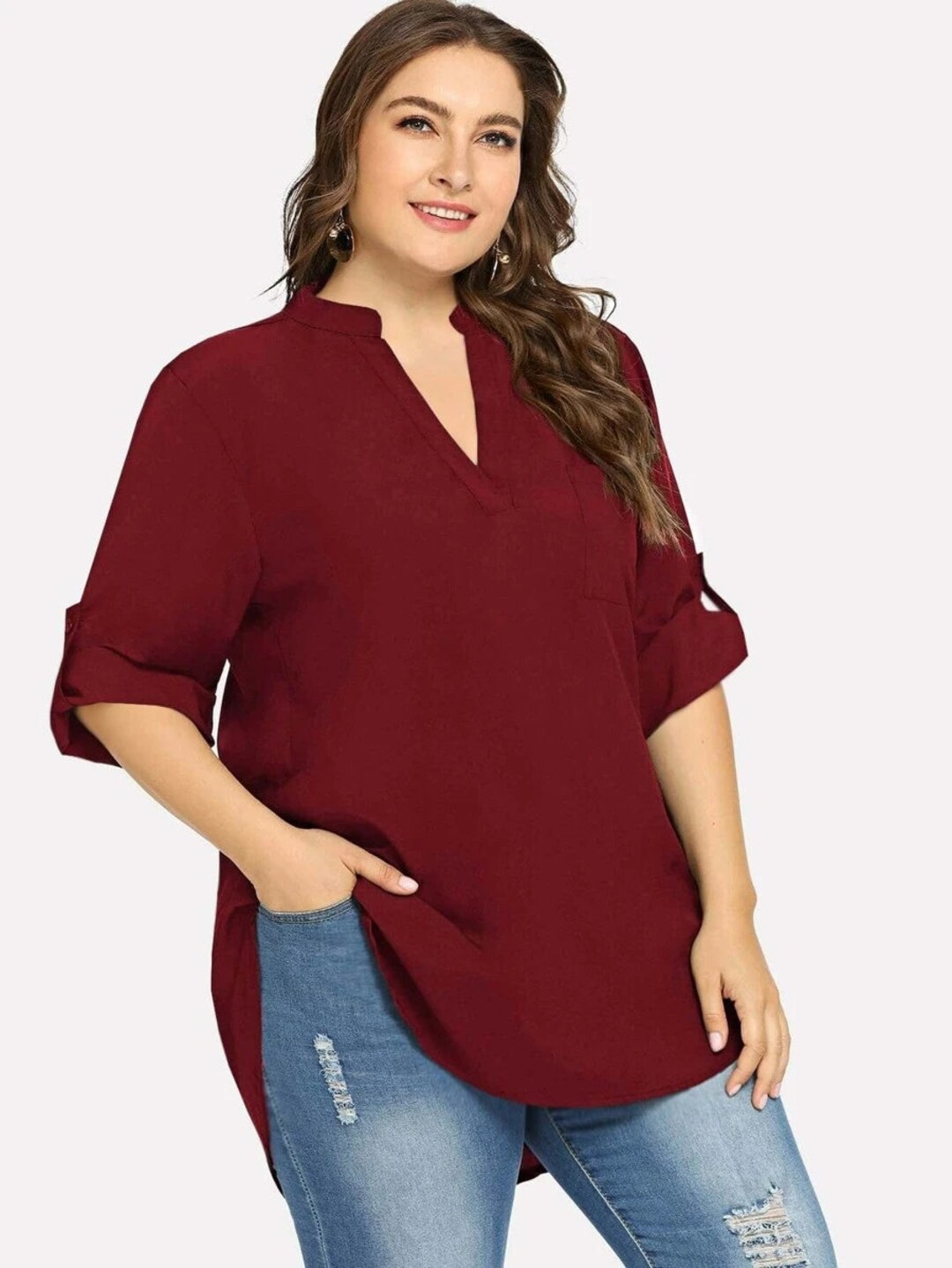 Women Plus Size Top Women Plus Size Blouse Plus Size Dip Hem Etsy