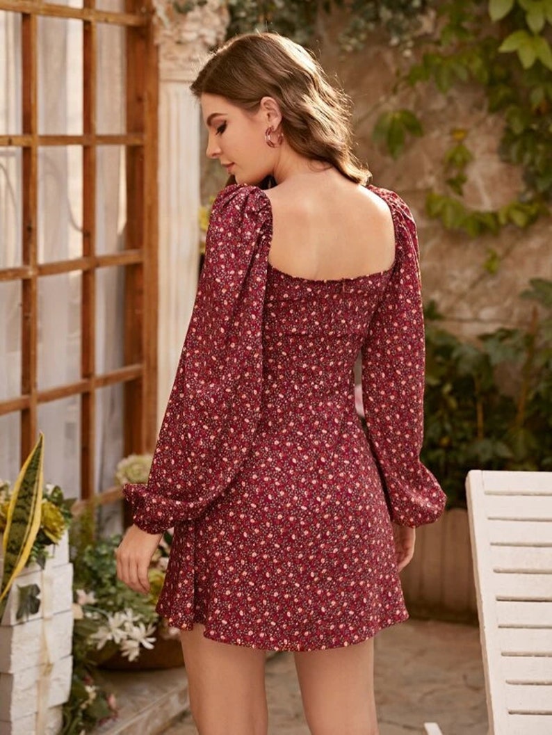 Boho Dress Short Dress| Dress For Women Gift For Women Ditsy Floral Dress Spring Dress Mini Dress Fall Dress