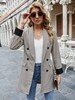 Women Blazer| Women Suits| Shawl Collar Plaid Double Breasted Blazer| Blazer For Women| Suits For Women| Ladies Blazer| Ladies Suits 