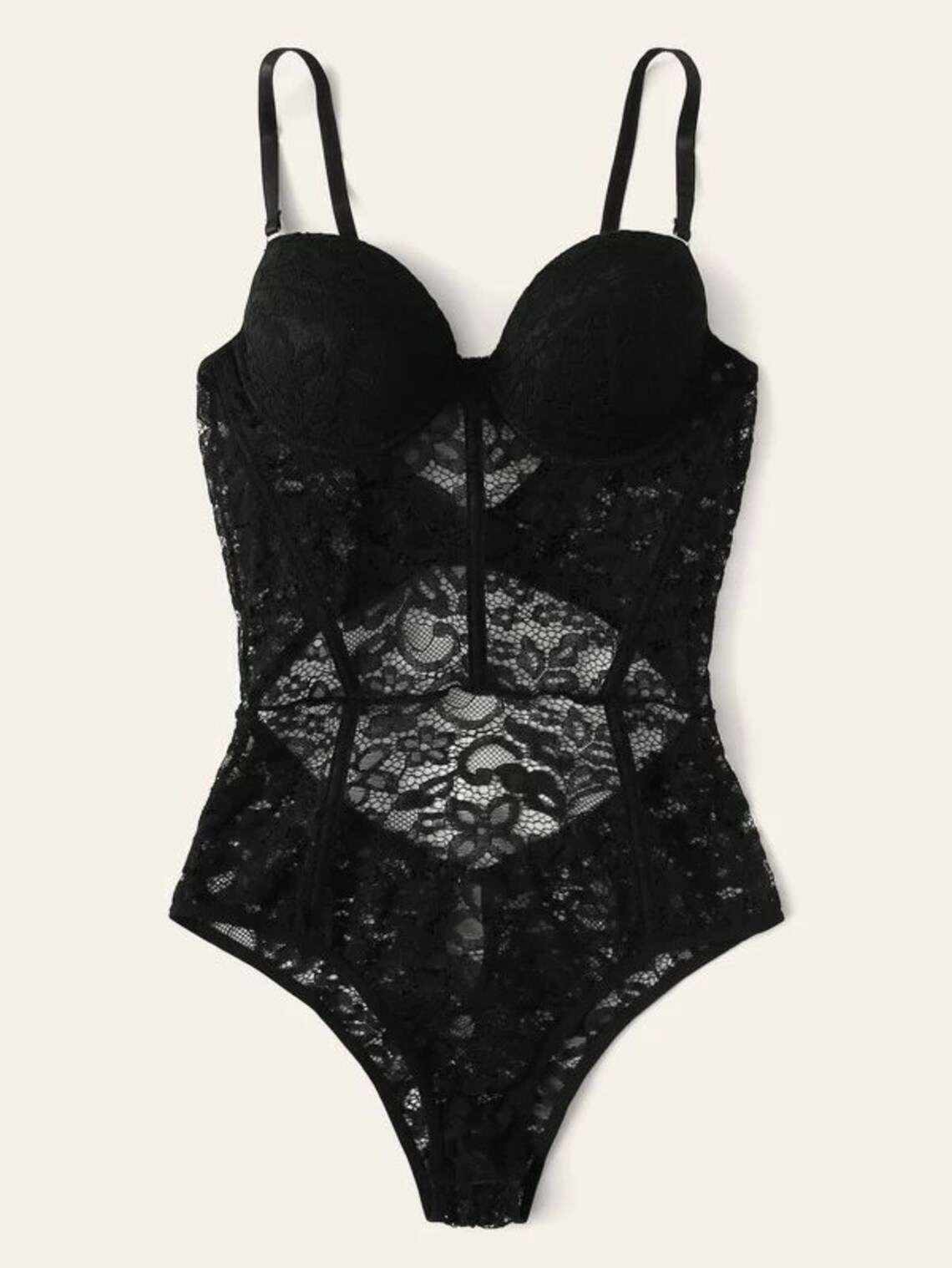 Women Mesh Teddy Bodysuit Floral Lace Underwire Teddy Etsy