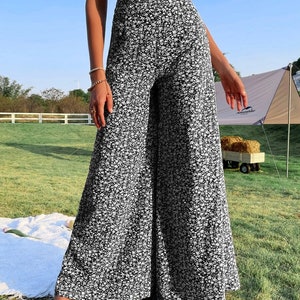 Women Pants Ditsy Floral Print High Waist Wide Leg Pants - Etsy