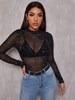 Women Sheer Top| Glitter Mesh Top Without Bra| Sexy Crop Top| Long Sleeve Crop Tops| Black Crop Top 