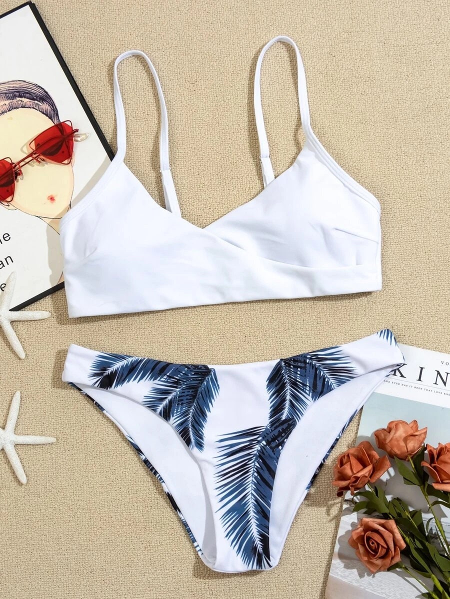 Women SwimwearSexy Bikini Sets Palm Random Print Adjustable | Etsy