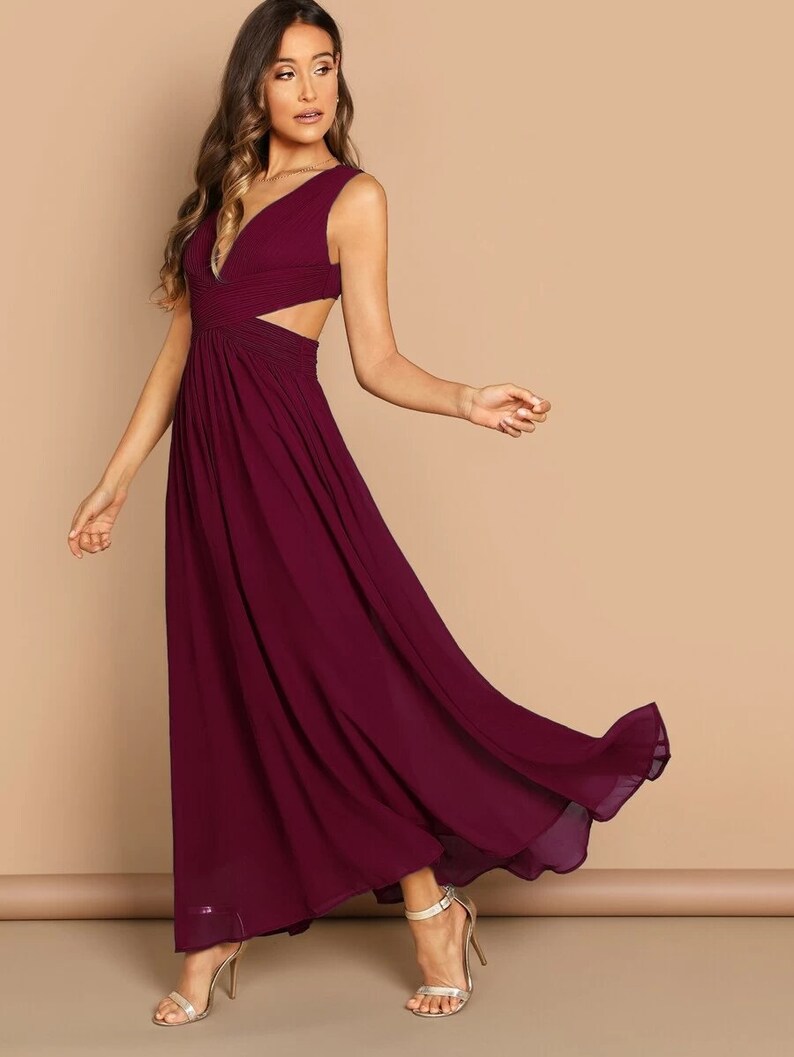 Women Glamorous Party Dress Long Maxi Dress V Neck Dress Etsy