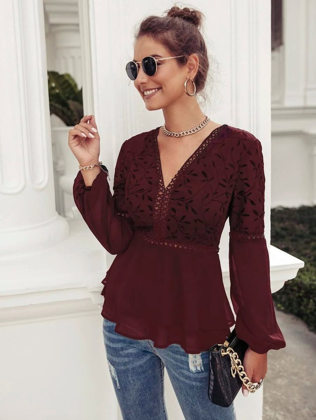 Women Cute Blouse Women Elegant Tops Women Shirt Embroidery - Etsy