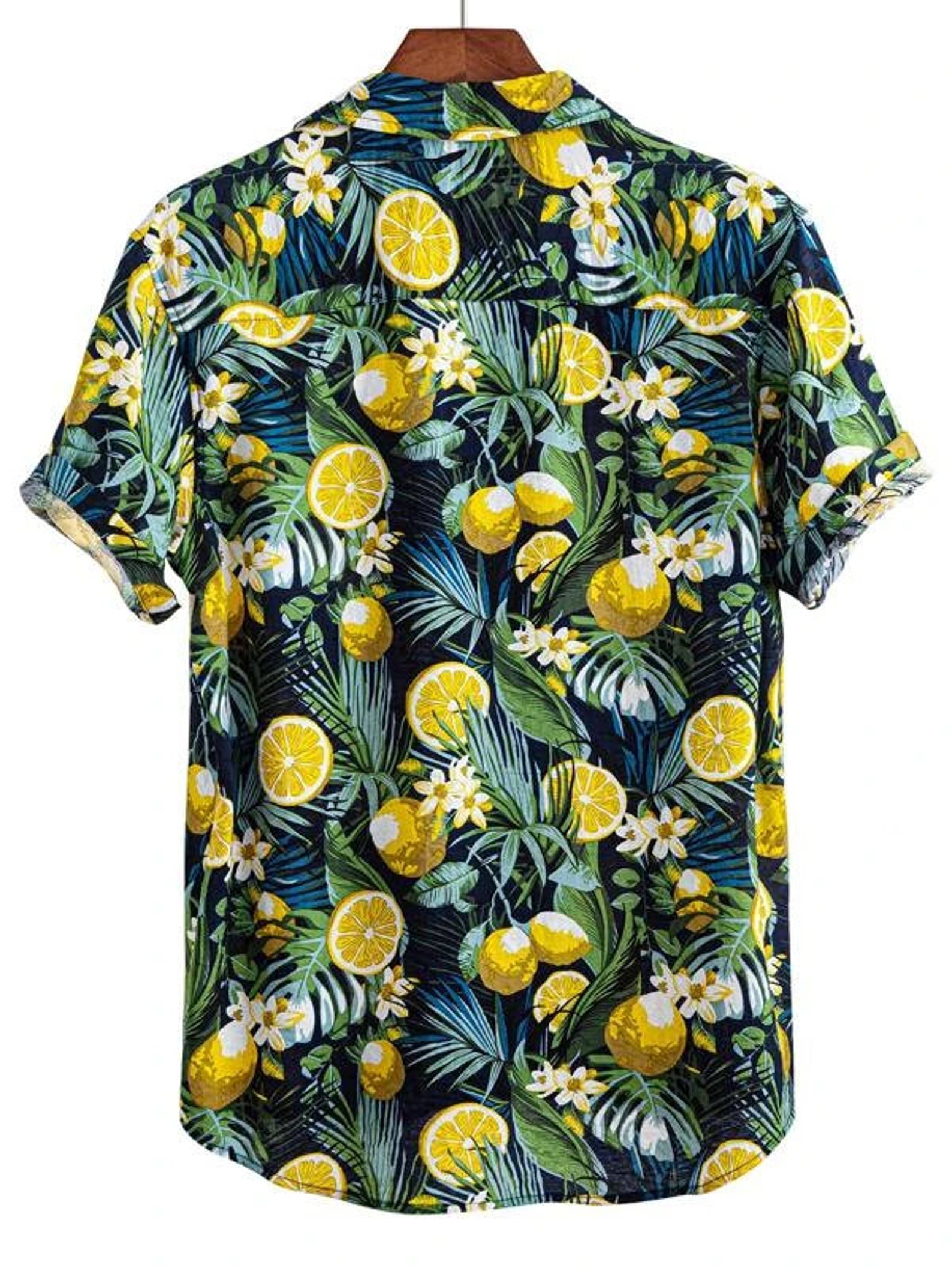 Men Beach Shirt Men Hawaiian Shirt Men Lemon Print Hawaiian | Etsy