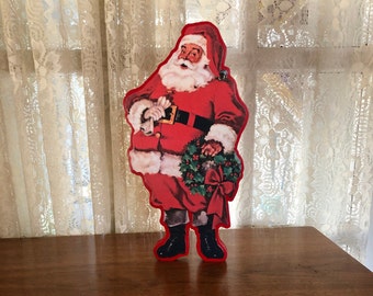 Retro Christmas Decoration Santa with Wreath