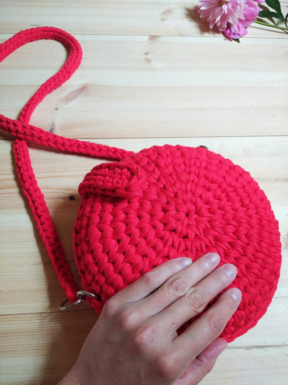 Round knitted bag handmade bag crochet bag summer bag Etsy