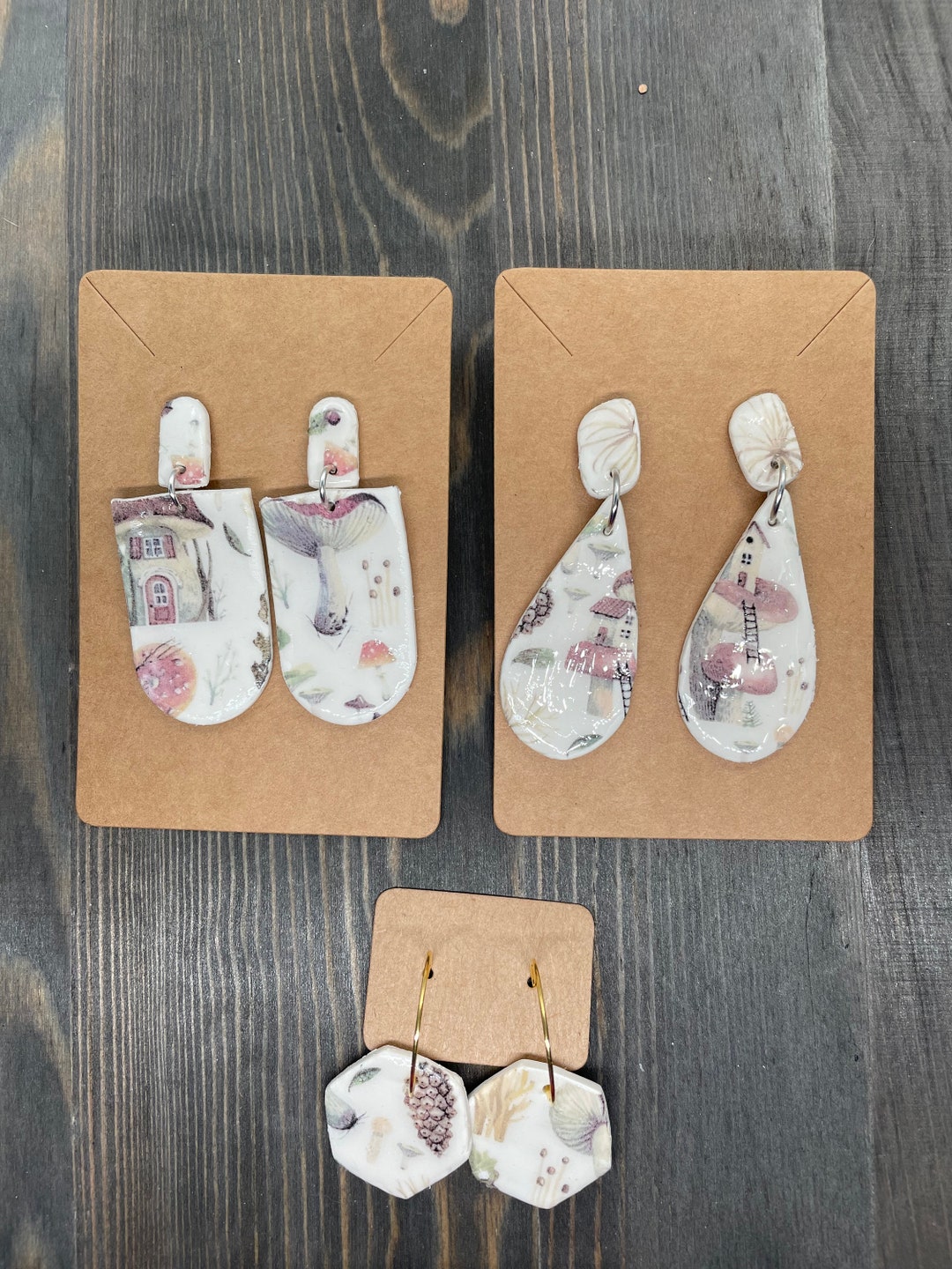 Mushroom Themed Temporary Tattoo Earrings Etsy