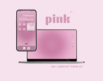 Pink - iOS + Desktop Wallpapers, App Icons, Desktop Folders, Widgets | Pink Aura Wallpaper Theme Kit