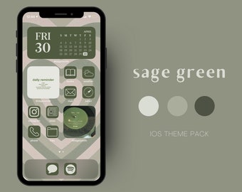 Sage Green - iOS Theme Pack, App Icons, Wallpaper, Widgets | Sage Green, Pale Green, Light Green Soft Fairy Aesthetic iOS 14 Collage Kit